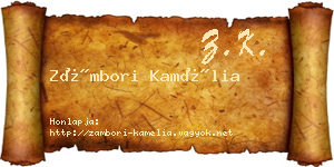 Zámbori Kamélia névjegykártya